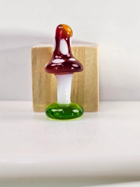 Red Cap Mushroom Figurine, Mini Glass Murano Quality Lampworking Glass Figurine, Hand Made In Ukraine, A Great Addition To Your Collection