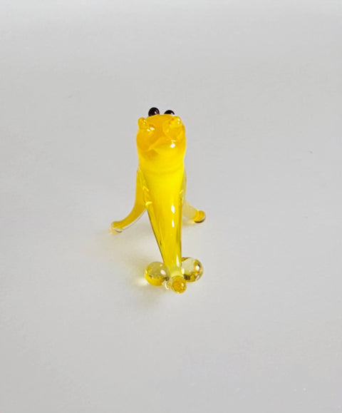 Yellow Dog Figurine, Mini Glass Murano Quality Lampworking Glass Figurine, Hand Made In Ukraine, A Great Addition To Your Collection