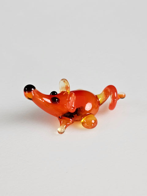 Red Mouse Figurine, Mini Glass Murano Quality Lampworking Glass Figurine, Hand Made In Ukraine, A Great Addition To Your Collection