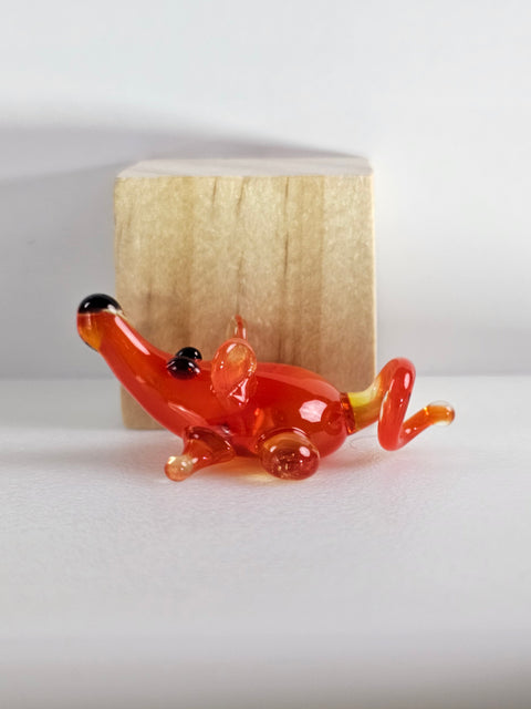 Red Mouse Figurine, Mini Glass Murano Quality Lampworking Glass Figurine, Hand Made In Ukraine, A Great Addition To Your Collection