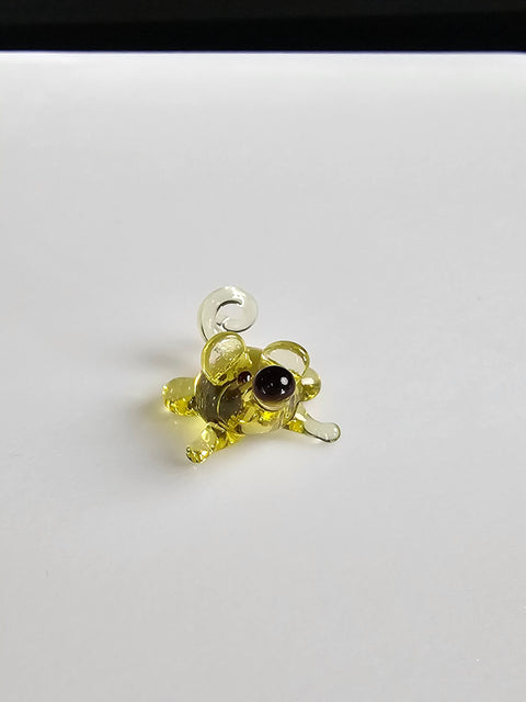 Amber Mouse Figurine, Mini Glass Murano Quality Lampworking Glass Figurine, Hand Made In Ukraine, A Great Addition To Your Collection