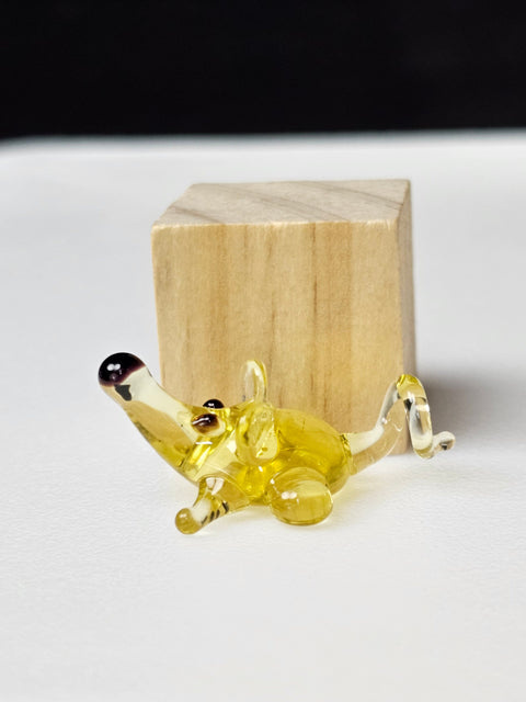 Amber Glass Mouse Figurine, Handmade Murano Quality Design - Small