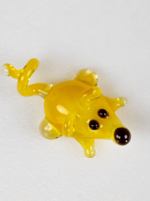 Yellow Mouse Figurine, Mini Glass Murano Quality Lampworking Glass Figurine, Hand Made In Ukraine, A Great Addition To Your Collection
