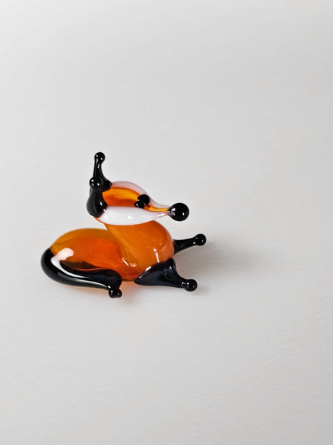 Sly Fox Figurine, Mini Glass Murano Quality Lampworking Glass Figurine, Hand Made In Ukraine, A Great Addition To Your Collection