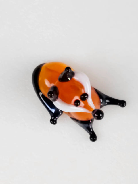 Sly Fox Figurine, Mini Glass Murano Quality Lampworking Glass Figurine, Hand Made In Ukraine, A Great Addition To Your Collection