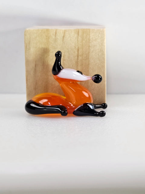 Sly Fox Figurine, Mini Glass Murano Quality Lampworking Glass Figurine, Hand Made In Ukraine, A Great Addition To Your Collection