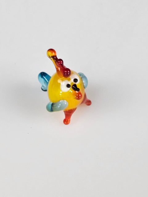 Chicken Figurine, Mini Glass Murano Quality Lampworking Glass Figurine, Hand Made In Ukraine, A Great Addition To Your Collection