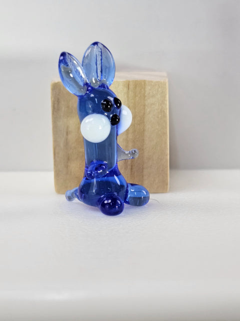 Blue Rabbit Figurine, Mini Glass Murano Quality Lampworking Glass Figurine, Hand Made In Ukraine, A Great Addition To Your Collection