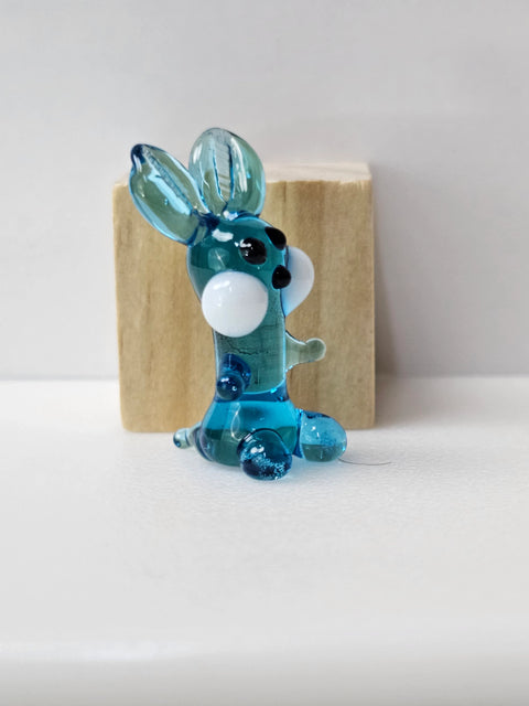 Light Blue Rabbit Figurine, Mini Glass Murano Quality Lampworking Glass Figurine, Hand Made In Ukraine, A Great Addition To Your Collection