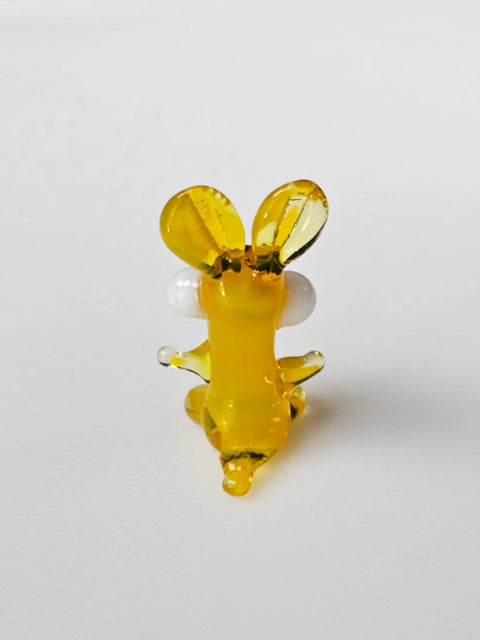 Yellow Rabbit Figurine, Mini Glass Murano Quality Lampworking Glass Figurine, Hand Made In Ukraine, A Great Addition To Your Collection