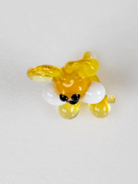Yellow Rabbit Figurine, Mini Glass Murano Quality Lampworking Glass Figurine, Hand Made In Ukraine, A Great Addition To Your Collection