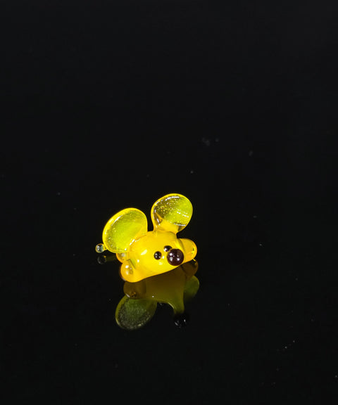 Yellow Mouse Figurine, Mini Glass Murano Quality Lampworking Glass Figurine, Hand Made In Ukraine, A Great Addition To Your Collection