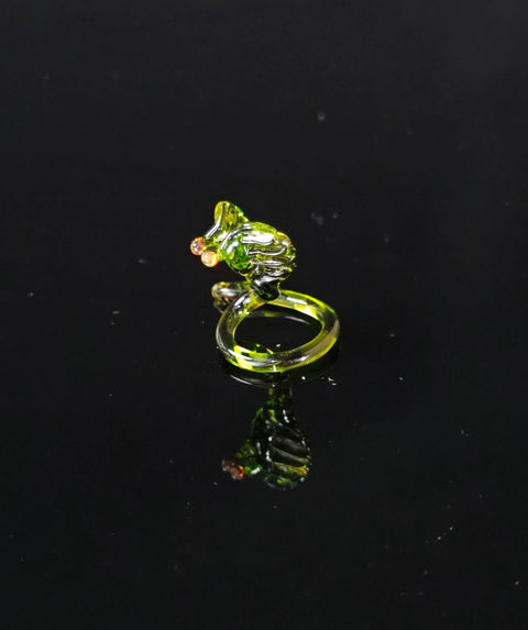 Green Cobra Figurine, Mini Glass Murano Quality Lampworking Glass Figurine, Hand Made In Ukraine, A Great Addition To Your Collection