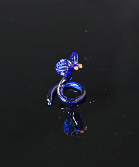 Blue Cobra Figurine, Mini Glass Murano Quality Lampworking Glass Figurine, Hand Made In Ukraine, A Great Addition To Your Collection