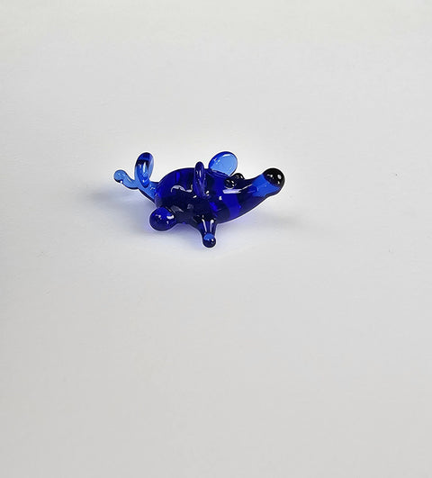 Blue Mouse Figurine, Mini Glass Murano Quality Lampworking Glass Figurine, Hand Made In Ukraine, A Great Addition To Your Collection