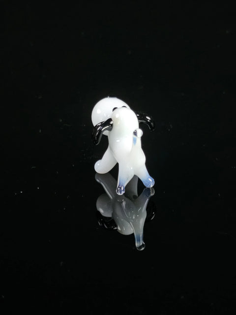 White Dog Figurine, Mini Glass Murano Quality Lampworking Glass Figurine, Hand Made In Ukraine, A Great Addition To Your Collection