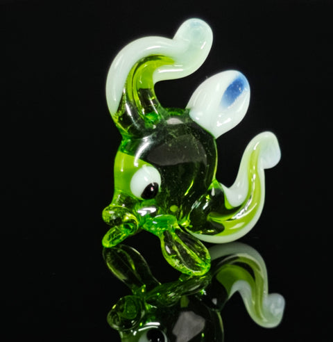 Green Fish Figurine, Mini Glass Murano Quality Lampworking Glass Figurine, Hand Made In Ukraine, A Great Addition To Your Collection