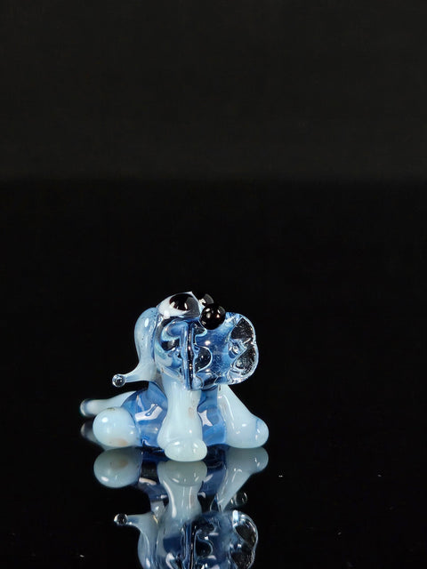 Light Blue Dog Figurine, Mini Glass Murano Quality Lampworking Glass Figurine, Hand Made In Ukraine, A Great Addition To Your Collection