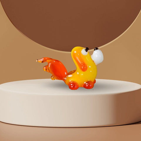 Yellow Dog Figurine, Mini Glass Murano Quality Lampworking Glass Figurine, Hand Made In Ukraine, A Great Addition To Your Collection