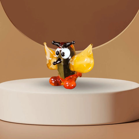Amber/Ivory Owl Figurine, Mini Glass Murano Quality Lampworking Glass Figurine, Hand Made In Ukraine, A Great Addition To Your Collection