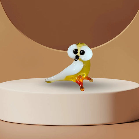 Amber Owl Figurine, Mini Glass Murano Quality Lampworking Glass Figurine, Hand Made In Ukraine, A Great Addition To Your Collection