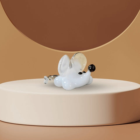 White Mouse Figurine, Mini Glass Murano Quality Lampworking Glass Figurine, Hand Made In Ukraine, A Great Addition To Your Collection