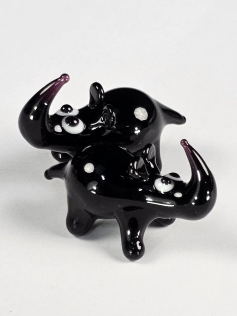 Black Rhino Figurine, Mini Glass Murano Quality Lampworking Glass Figurine, Hand Made In Ukraine, A Great Addition To Your Collection