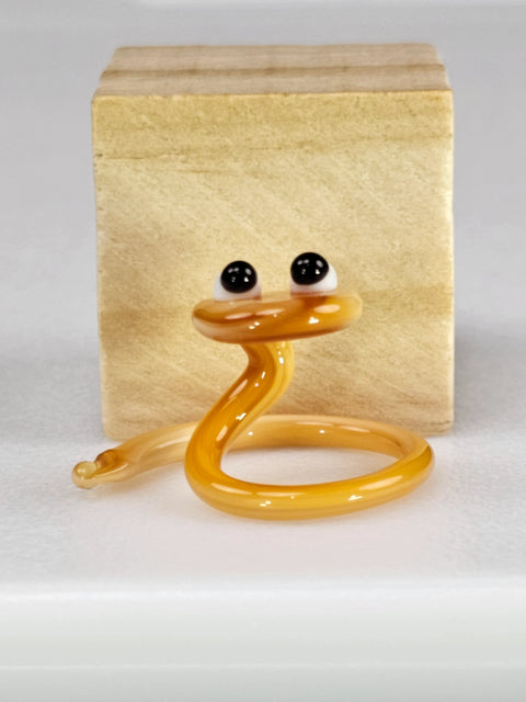 Ivory Snake Figurine, Mini Glass Murano Quality Lampworking Glass Figurine, Hand Made In Ukraine, A Great Addition To Your Collection