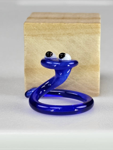 Blue Snake Figurine, Mini Glass Murano Quality Lampworking Glass Figurine, Hand Made In Ukraine, A Great Addition To Your Collection