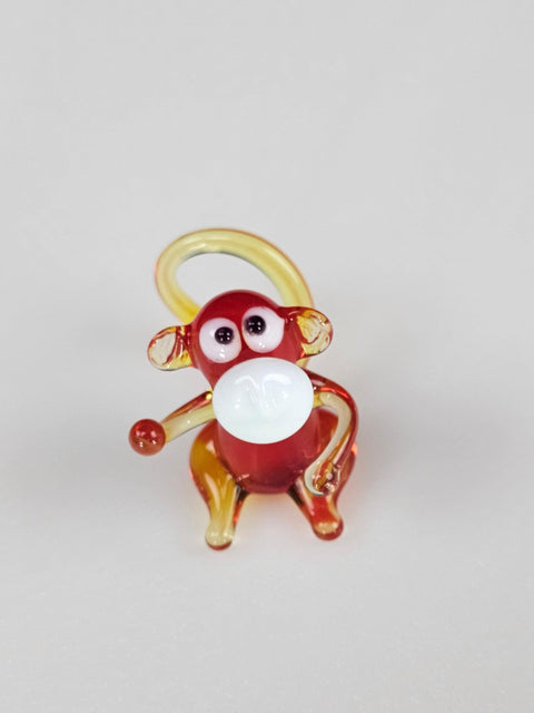 Red Monkey Figurine, Mini Glass Murano Quality Lampworking Glass Figurine, Hand Made In Ukraine, A Great Addition To Your Collection