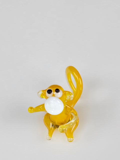 Yellow Monkey Figurine, Mini Glass Murano Quality Lampworking Glass Figurine, Hand Made In Ukraine, A Great Addition To Your Collection