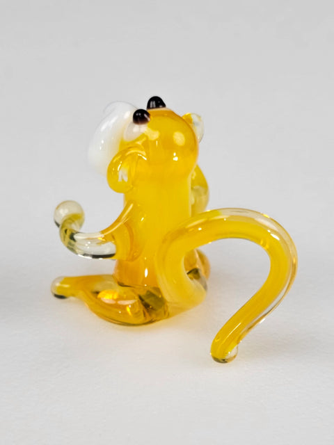 Yellow Monkey Figurine, Mini Glass Murano Quality Lampworking Glass Figurine, Hand Made In Ukraine, A Great Addition To Your Collection