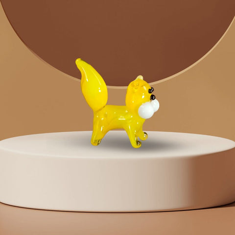 Yellow Cat Figurine, Mini Glass Murano Quality Lampworking Glass Figurine, Hand Made In Ukraine, A Great Addition To Your Collection