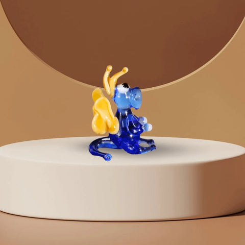 Blue/Ivory Dragon Figurine, Mini Glass Murano Quality Lampworking Glass Figurine, Hand Made In Ukraine, A Great Addition To Your Collection