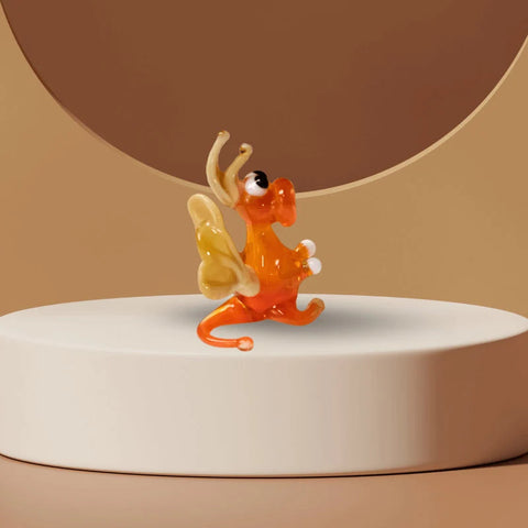 Orange/Ivory Dragon Figurine, Mini Glass Murano Quality Lampworking Glass Figurine, Hand Made In Ukraine, A Great Addition To Your Collection