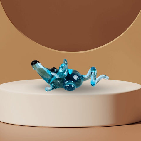 Light Blue Mouse Figurine, Mini Glass Murano Quality Lampworking Glass Figurine, Hand Made In Ukraine, A Great Addition To Your Collection