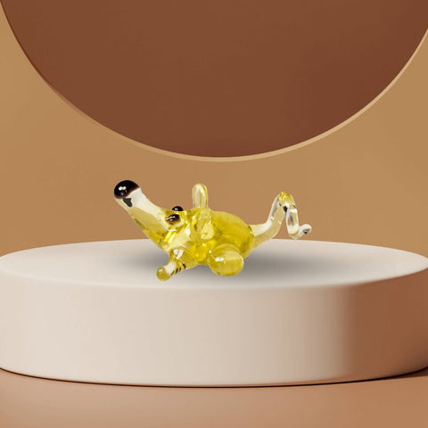 Amber Mouse Figurine, Mini Glass Murano Quality Lampworking Glass Figurine, Hand Made In Ukraine, A Great Addition To Your Collection