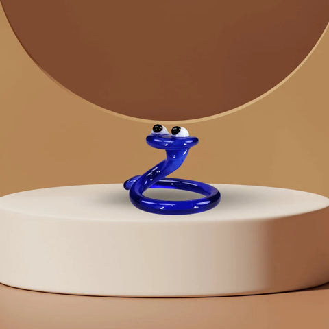 Blue Snake Figurine, Mini Glass Murano Quality Lampworking Glass Figurine, Hand Made In Ukraine, A Great Addition To Your Collection
