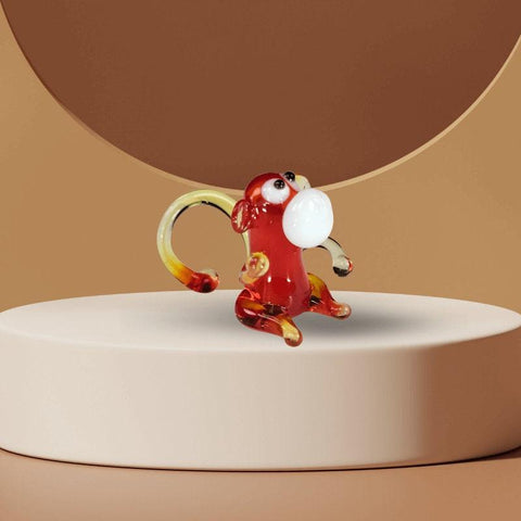 Red Monkey Figurine, Mini Glass Murano Quality Lampworking Glass Figurine, Hand Made In Ukraine, A Great Addition To Your Collection