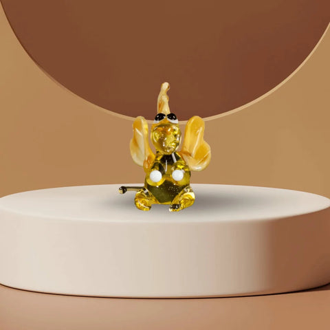 Amber/Ivory Dragon Figurine, Mini Glass Murano Quality Lampworking Glass Figurine, Hand Made In Ukraine, A Great Addition To Your Collection