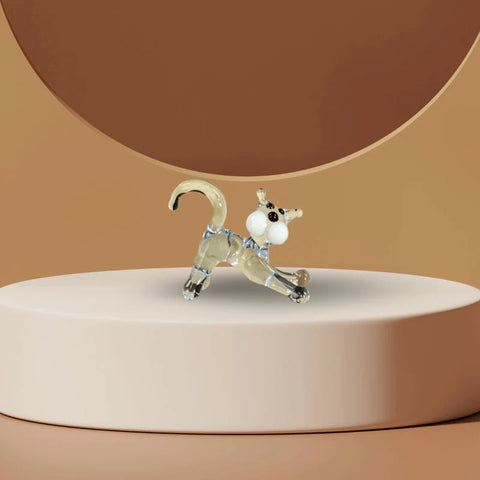 Clear Cat Figurine, Mini Glass Murano Quality Lampworking Glass Figurine, Hand Made In Ukraine, A Great Addition To Your Collection