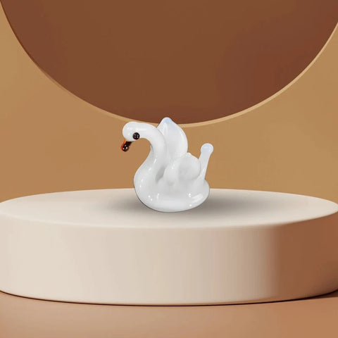 White Swan Figurine, Mini Glass Murano Quality Lampworking Glass Figurine, Hand Made In Ukraine, A Great Addition To Your Collection