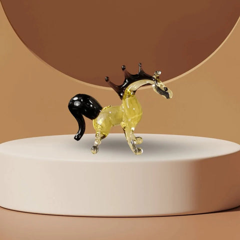 Amber Horse Figurine, Mini Glass Murano Quality Lampworking Glass Figurine, Hand Made In Ukraine, A Great Addition To Your Collection