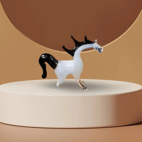 White Horse Figurine, Mini Glass Murano Quality Lampworking Glass Figurine, Hand Made In Ukraine, A Great Addition To Your Collection