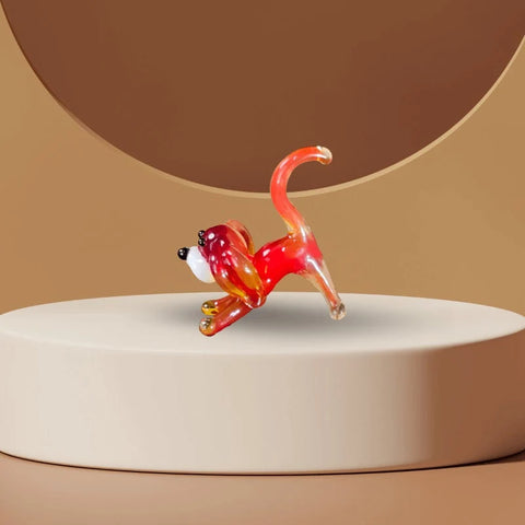 Red Dog Figurine, Mini Glass Murano Quality Lampworking Glass Figurine, Hand Made In Ukraine, A Great Addition To Your Collection