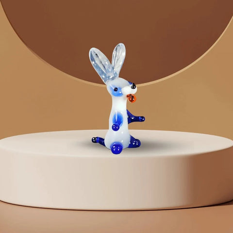 Blue Glass Rabbit Figurine, Handmade Murano Quality Design - Small