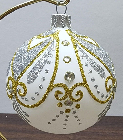 Silver and Gold Forever Heart Blown Glass Ornament, Modern Design and Crafted in Ukraine, Individually Box, Keep Sake Ornament