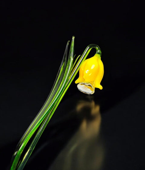 Yellow Glass Bell, Handcrafted Glass Flower, Hand Made In Ukraine Using Murano Quality Glass, Great Gift For Flower Lovers, 6 Inch Bellflower