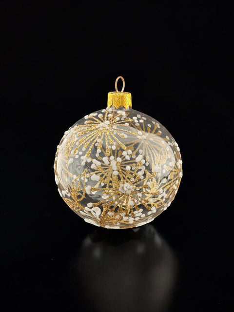 Clear Blown Glass Ornament - Handcrafted - Fireworks Design