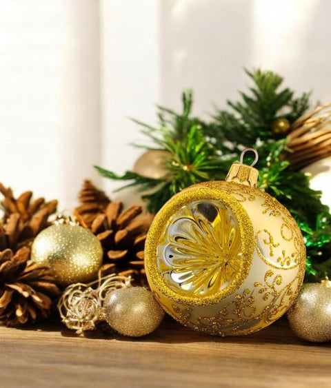 Gold Glass Reflector Ball Ornament